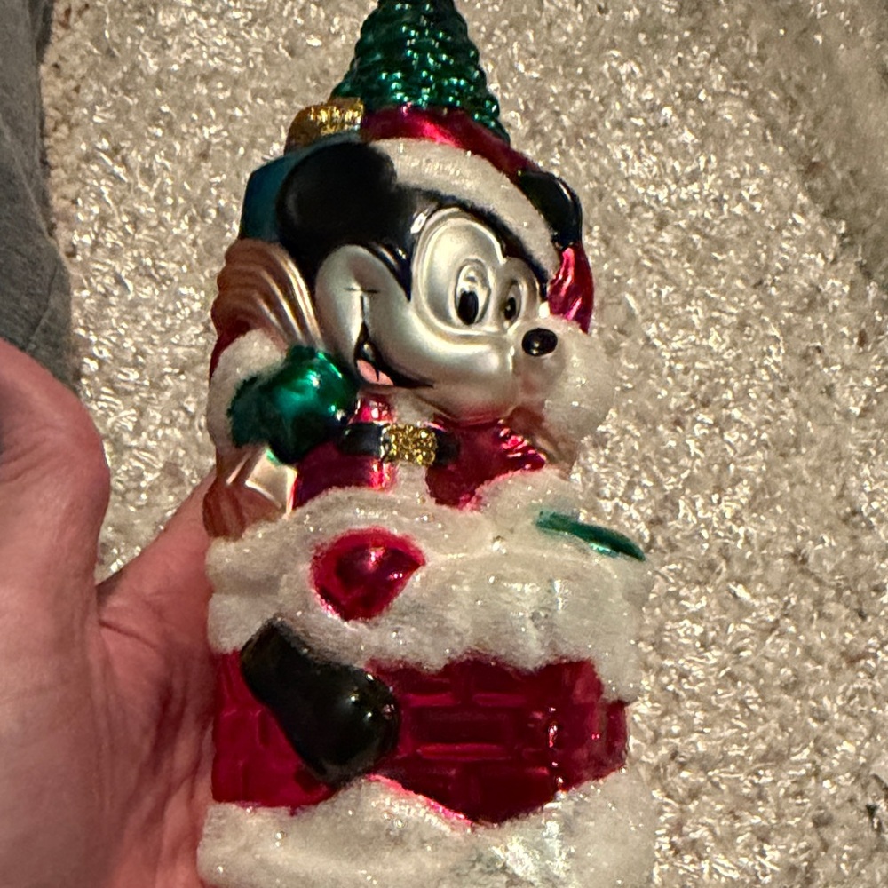 Vintage Mickey Mouse Blown Glass Christmas Ornament